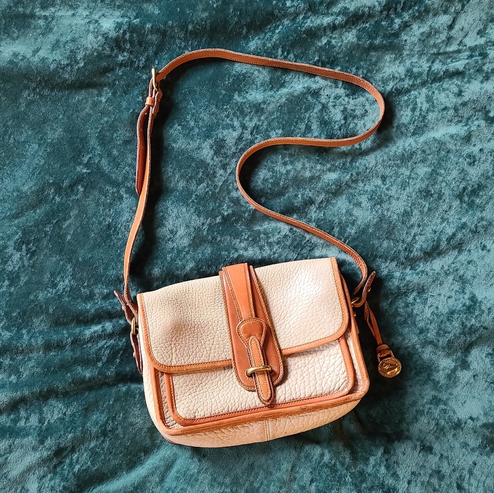 Dooney & Bourke Cream and Brown Leather Crossbody Bag